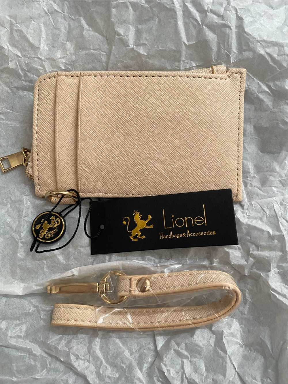 Lionel Women's Cream Card Wallet with Strap